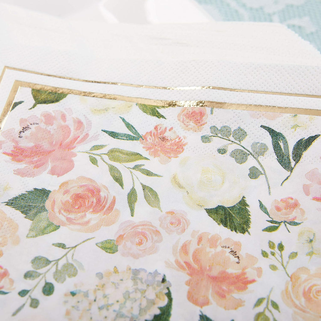 Kate Aspen Pink Floral Paper Plates and Cocktail Napkins G38892