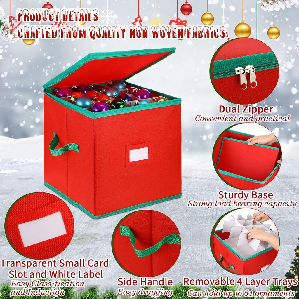 Christmas Ornament Storage Box 16 Trays for 256 Ornaments with Adjustable Dividers N650
