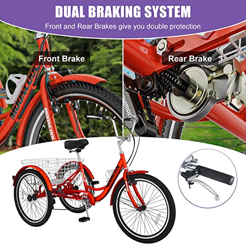DoCred Adult Tricycle 7 Speed 3 Wheel Bike with Large Basket E1942
