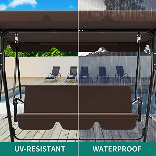 YITAHOME Outdoor Patio Swing Chair 3 Person with Adjustable Canopy, Black P266