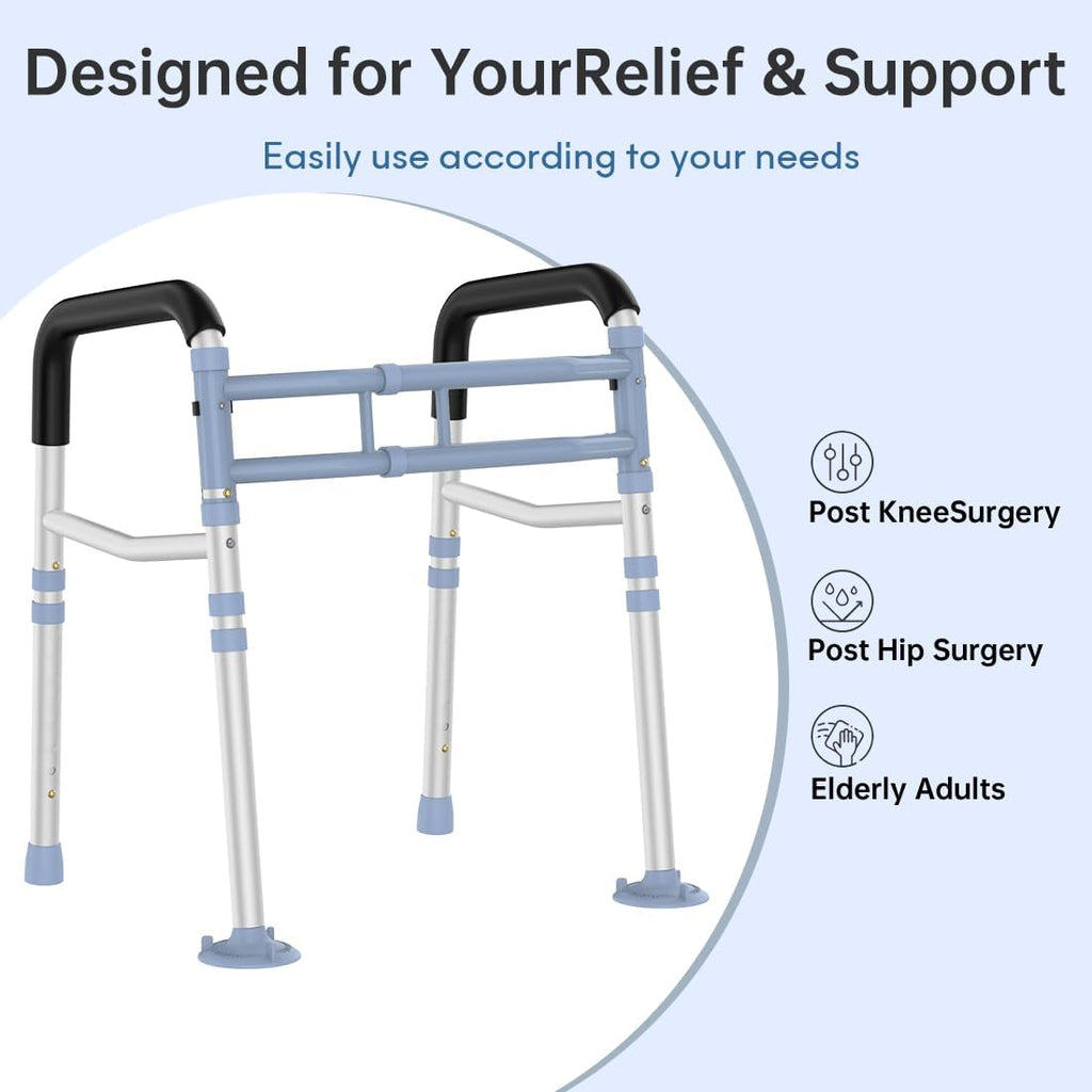 Delog Stand Alone Toilet Safety Rail, Adjustable Folding Handrails for Elderly V3104