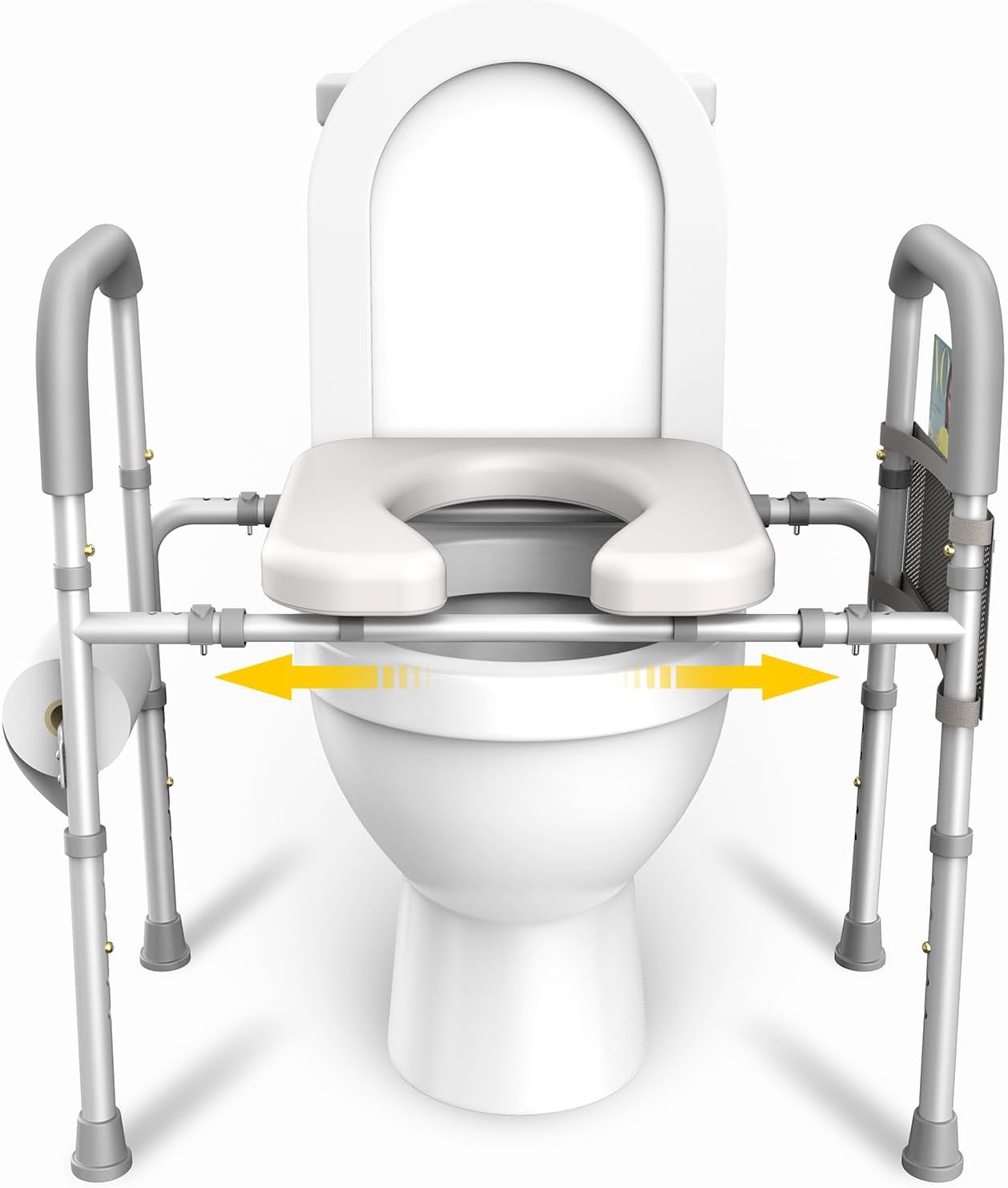 Raised Toilet Seat with Handles, Adjustable for Seniors, 350lb Capacity I9161
