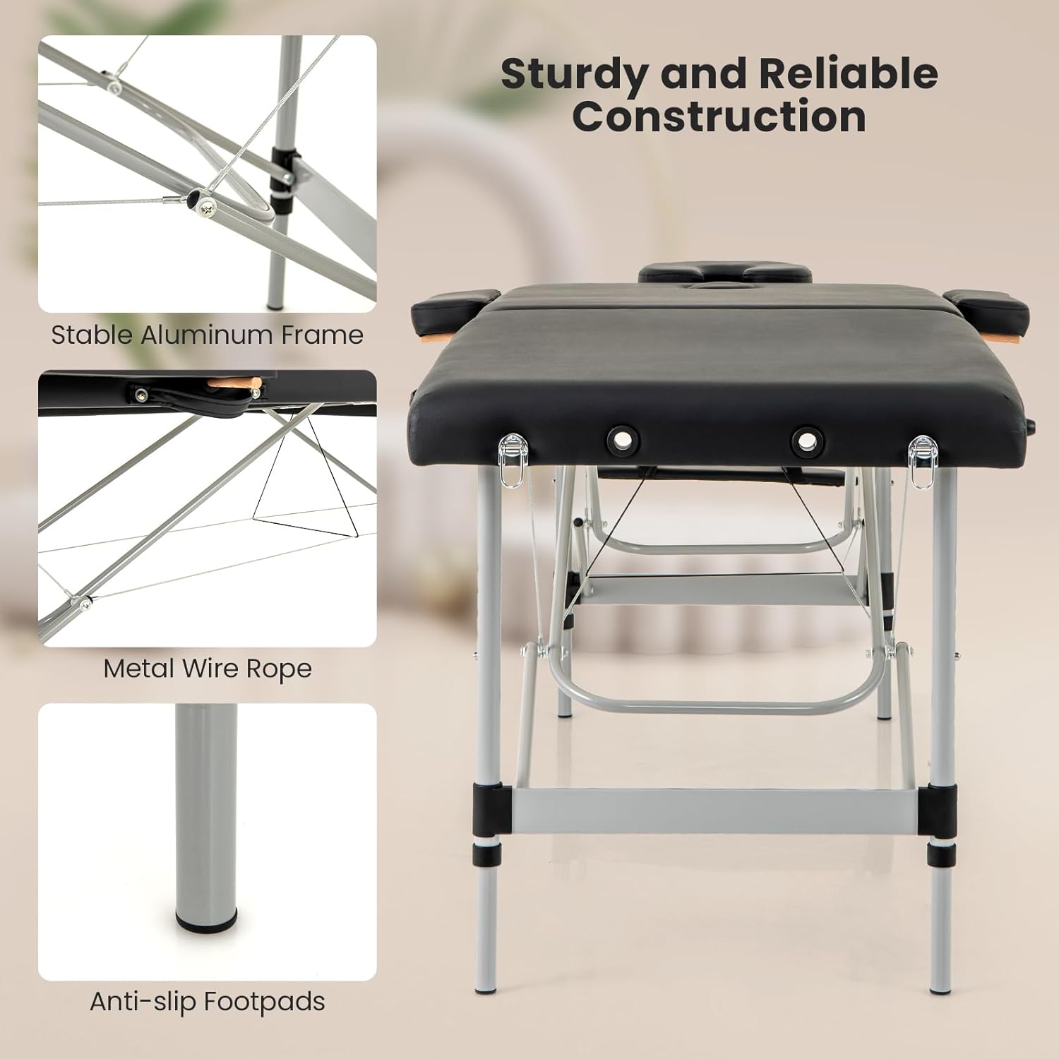 Giantex Portable Massage Table with Carrying Bag, Black Z37167