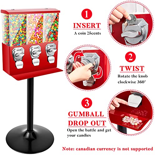 Treela Black Commercial Triple Head Candy Vending Machine with Stand G919968