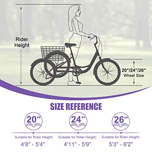 DoCred Adult Tricycle 7 Speed 3 Wheel Bike with Large Basket E1942