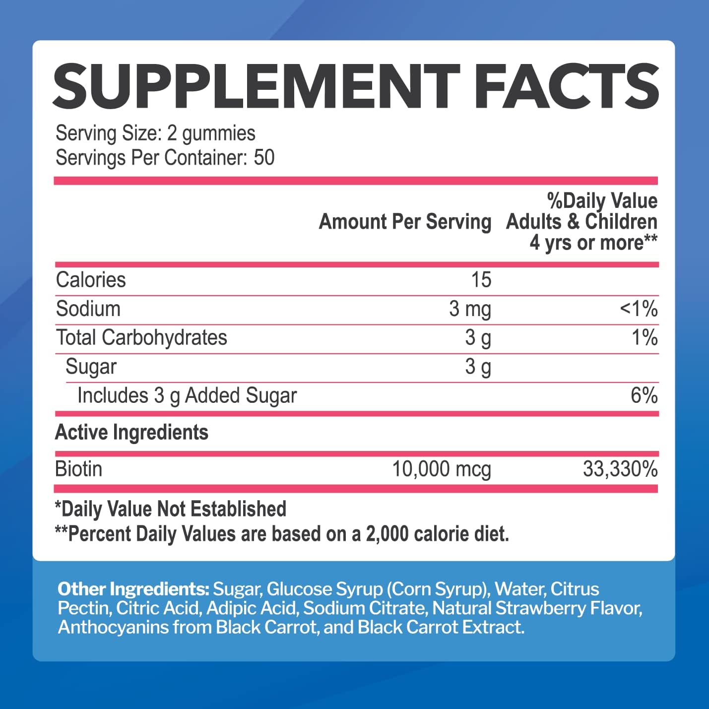 Biotin 10,000mcg Gummies for Women & Men, Strawberry Flavor, 100 Count R181