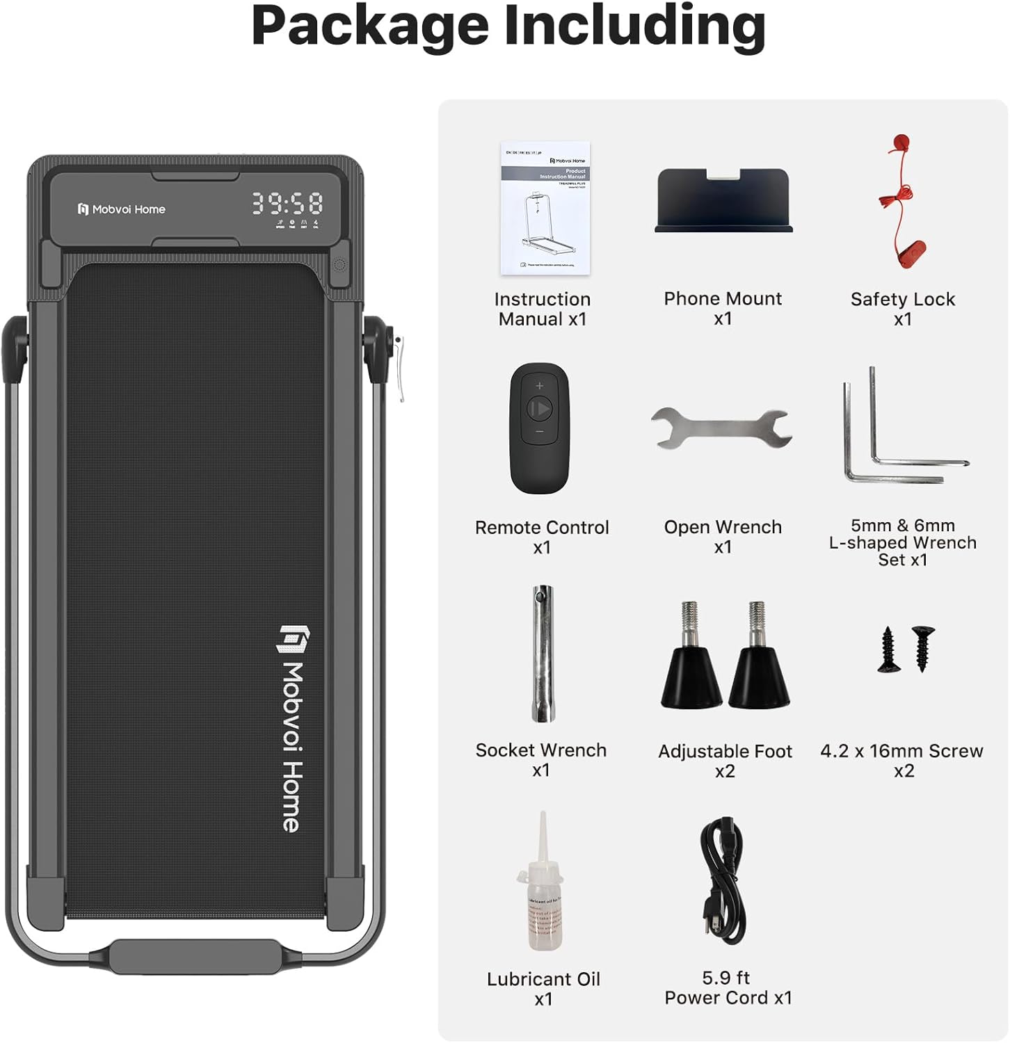 Mobvoi Home Treadmill Plus 3 in 1 Folding Walking Pad 2.5HP Compact Under Desk Running Machine O811769