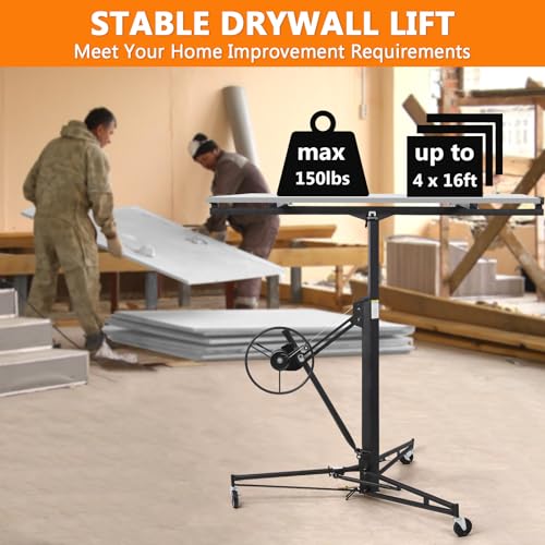 Drywall Lift 11FT, 150LBS Heavy Duty Panel Hoist, 360° Adjustable V716