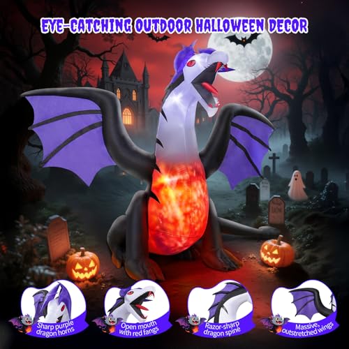 8FT Inflatable Pteranodon Dragon Decoration with LED Lights for Yard Halloween F426