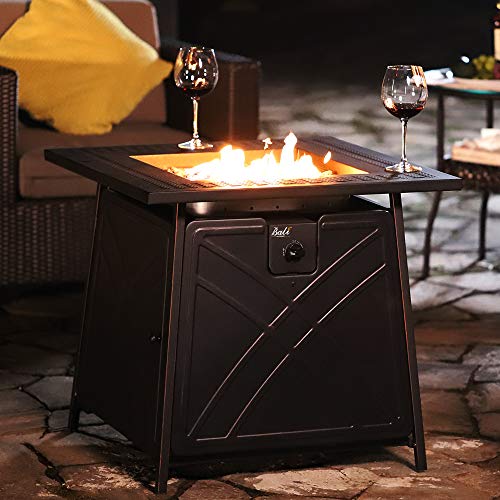 BALI OUTDOORS 50000 BTU Propane Fire Pit Table with Lid, 28 inch, Black Y709007