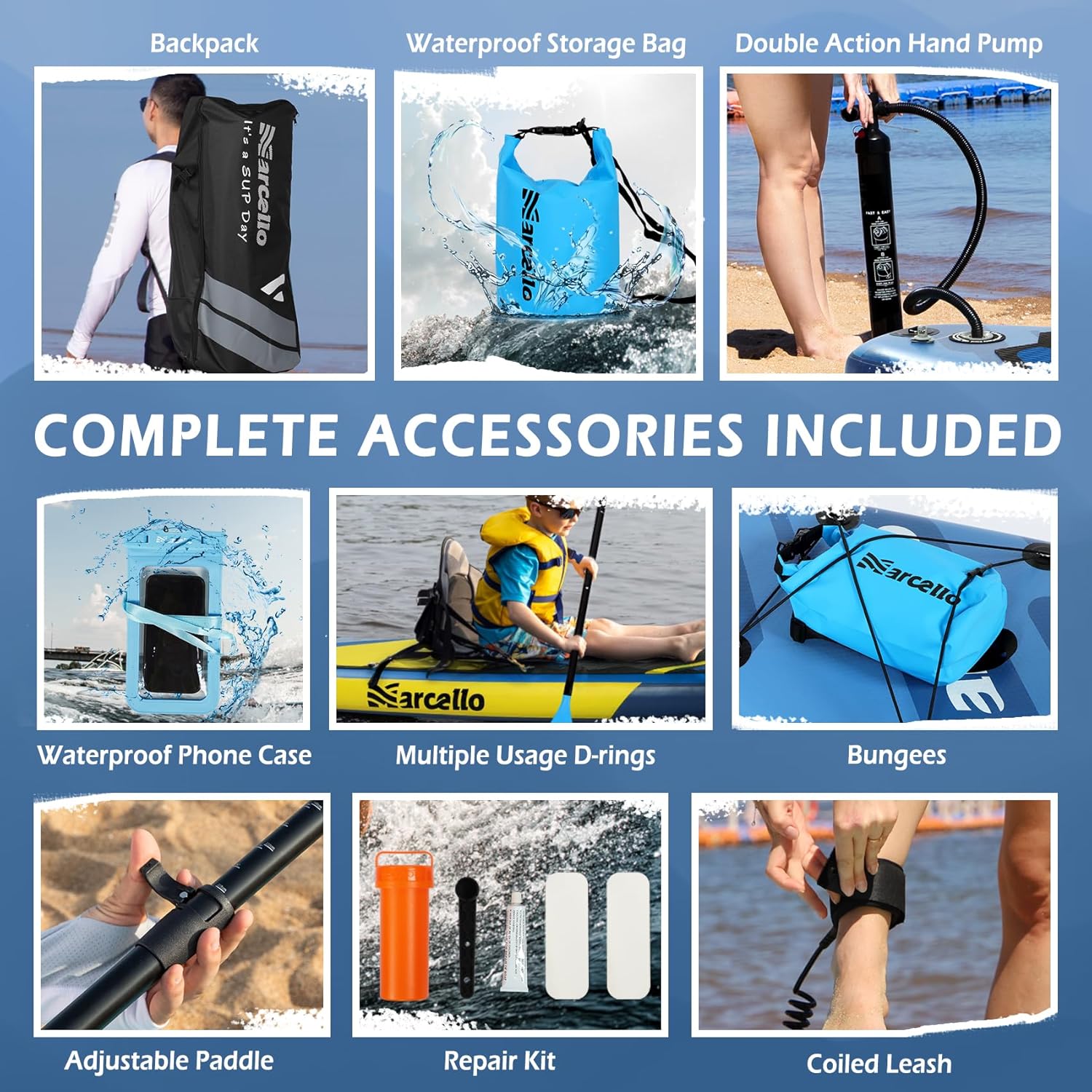 Inflatable Stand Up Paddle Board 10.6ft with Pump, Leash & Backpack for Adults J7440