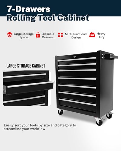 5-Drawer Rolling Tool Chest with Brake Casters, Black E95317