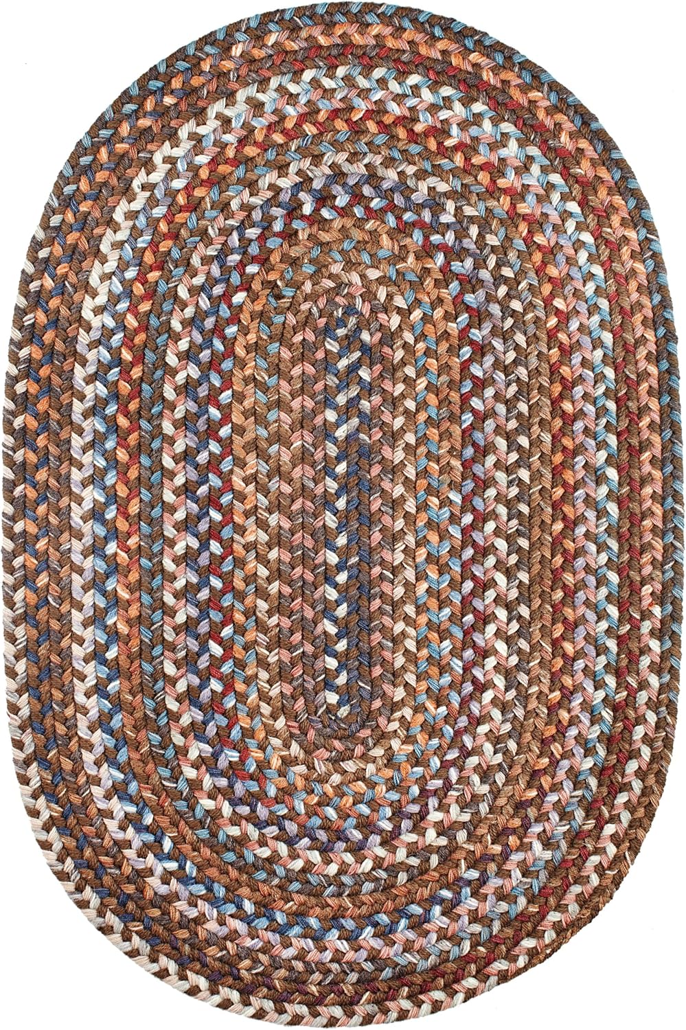 Tribeca Soft Wool Braided Rug Walnut Brown 20" x 30" Oval U70225