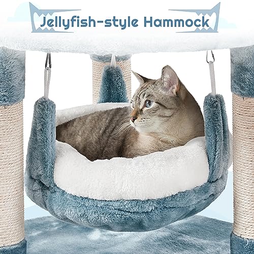 Yaheetech Ocean-Themed Cat Tree Multi-Level Cat Tower with Plush Shark Nest Q128150