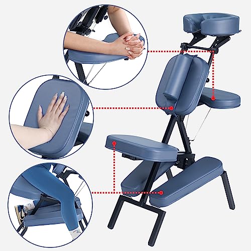 Master Massage Portable Folding Massage Chair with Wheeled Carrying Case, Aluminum, Blue C306913