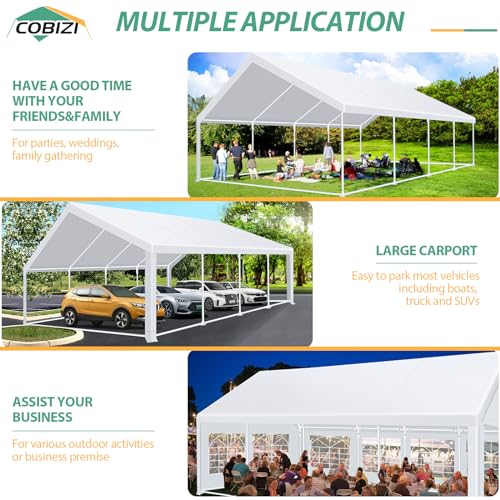 COBIZI 20x40 Party Tent Heavy Duty with Removable Sidewall, White S4012