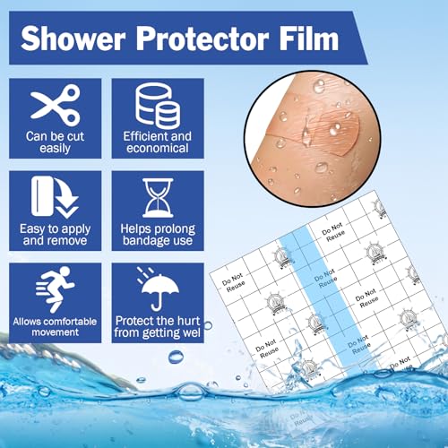 AZEN 50 Pieces Waterproof Bandages, Transparent Film Dressing 6 x 6" R44090