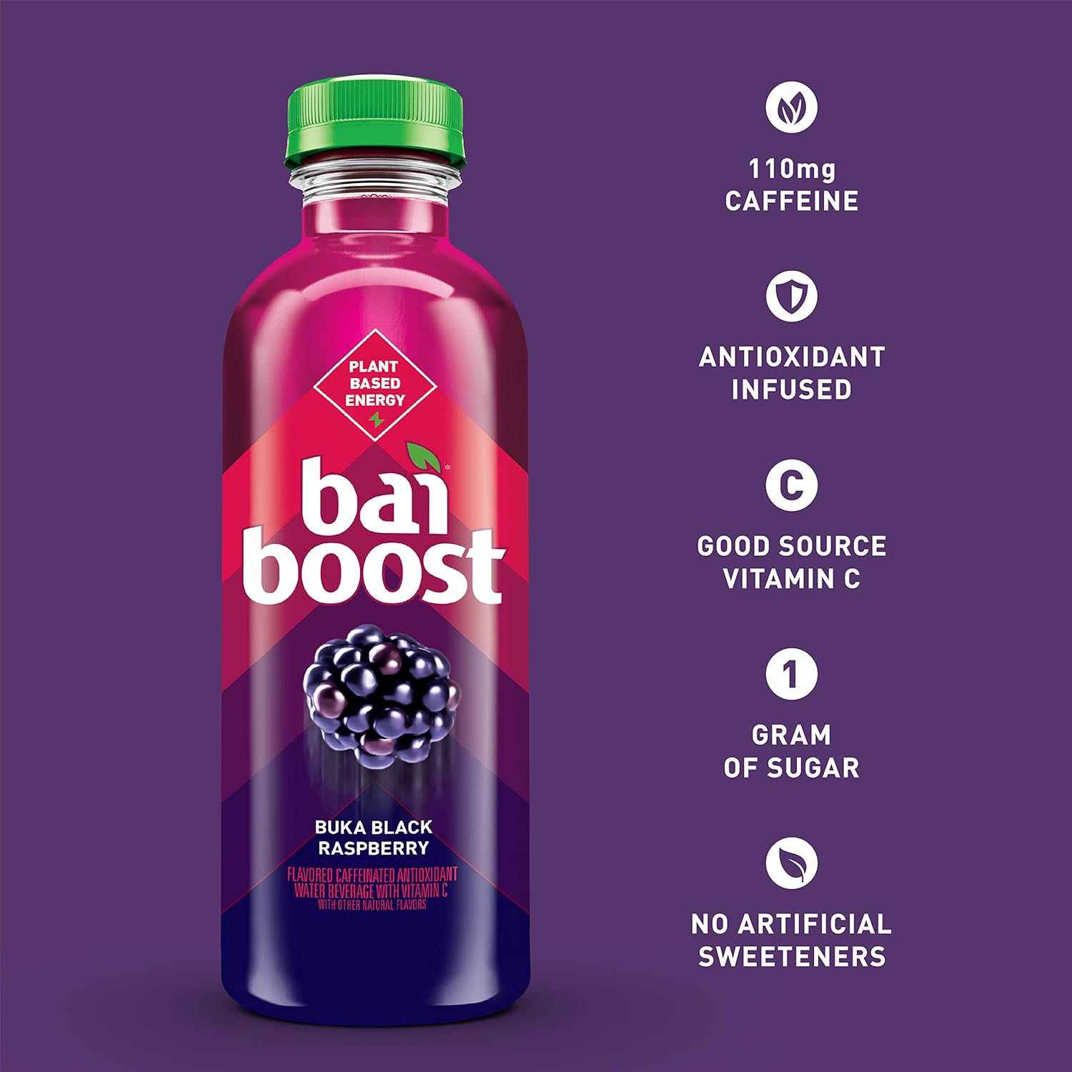 Bai Boost Buka Black Raspberry Antioxidant Beverage, 18 fl oz, 6-Pack M1941