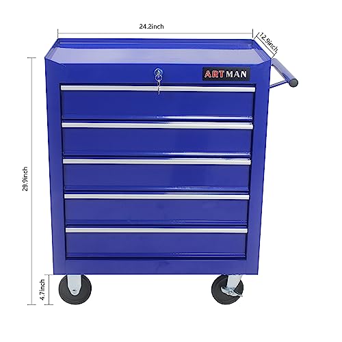 5-Drawer Rolling Tool Cart with Wheels, Black V51953