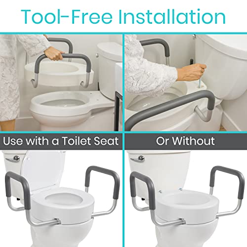 Vive Toilet Seat Risers for Seniors with Handles, White Z937399