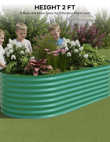4x2x2Ft Oval Galvanized Steel Raised Garden Bed - Outdoor Metal Planter Box for Vegetables, Flowers, Herbs L43315