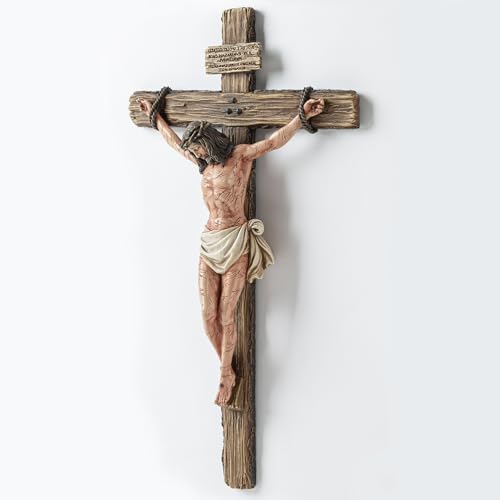 DevotedWalls 14" Hand Painted Catholic Crucifix for Wall V21624