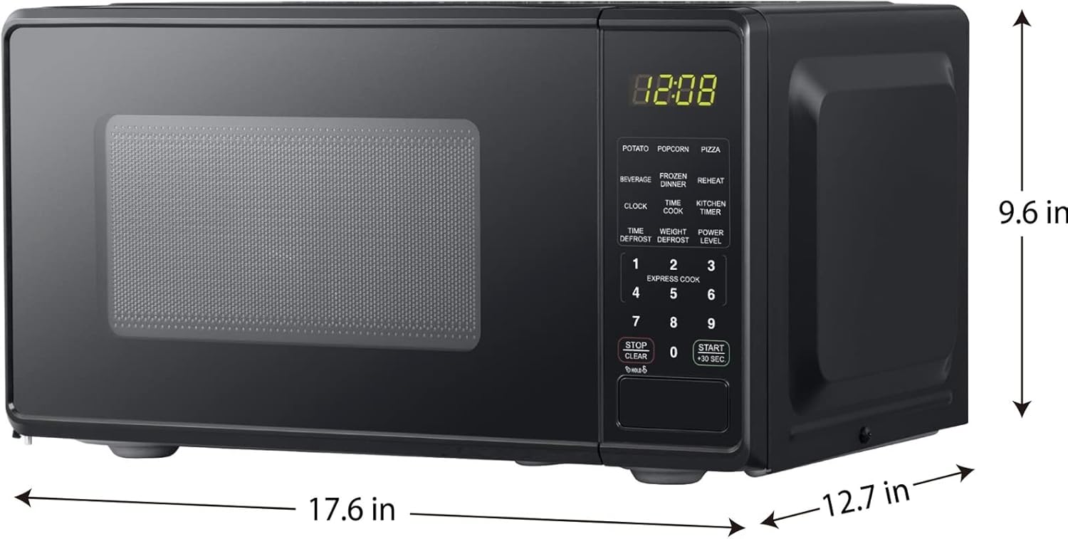 DCLINA Mainstays 0.7 Cu ft Compact Countertop Microwave Oven, Black C732