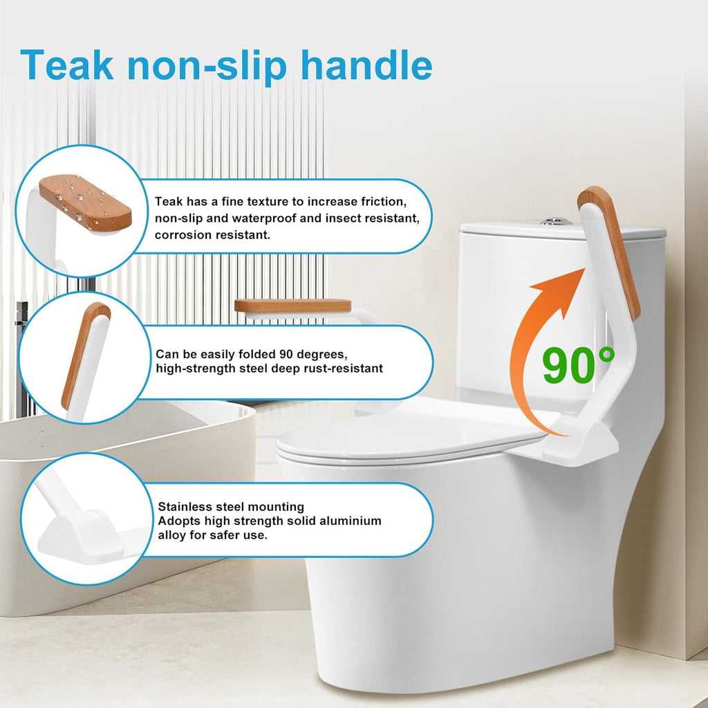 Toilet Safety Rails for Elderly with Foldable Handles, Adjustable Height and Width P354