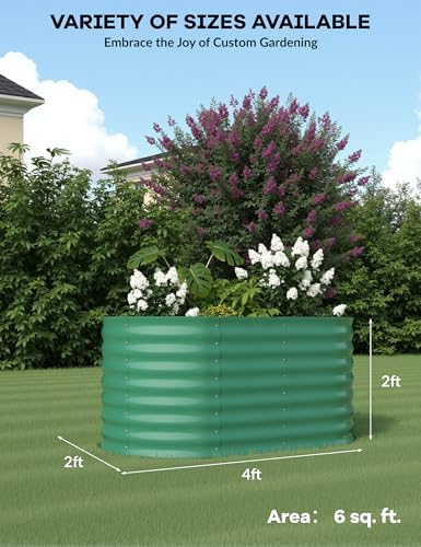 4x2x2Ft Oval Galvanized Steel Raised Garden Bed - Outdoor Metal Planter Box for Vegetables, Flowers, Herbs L43315