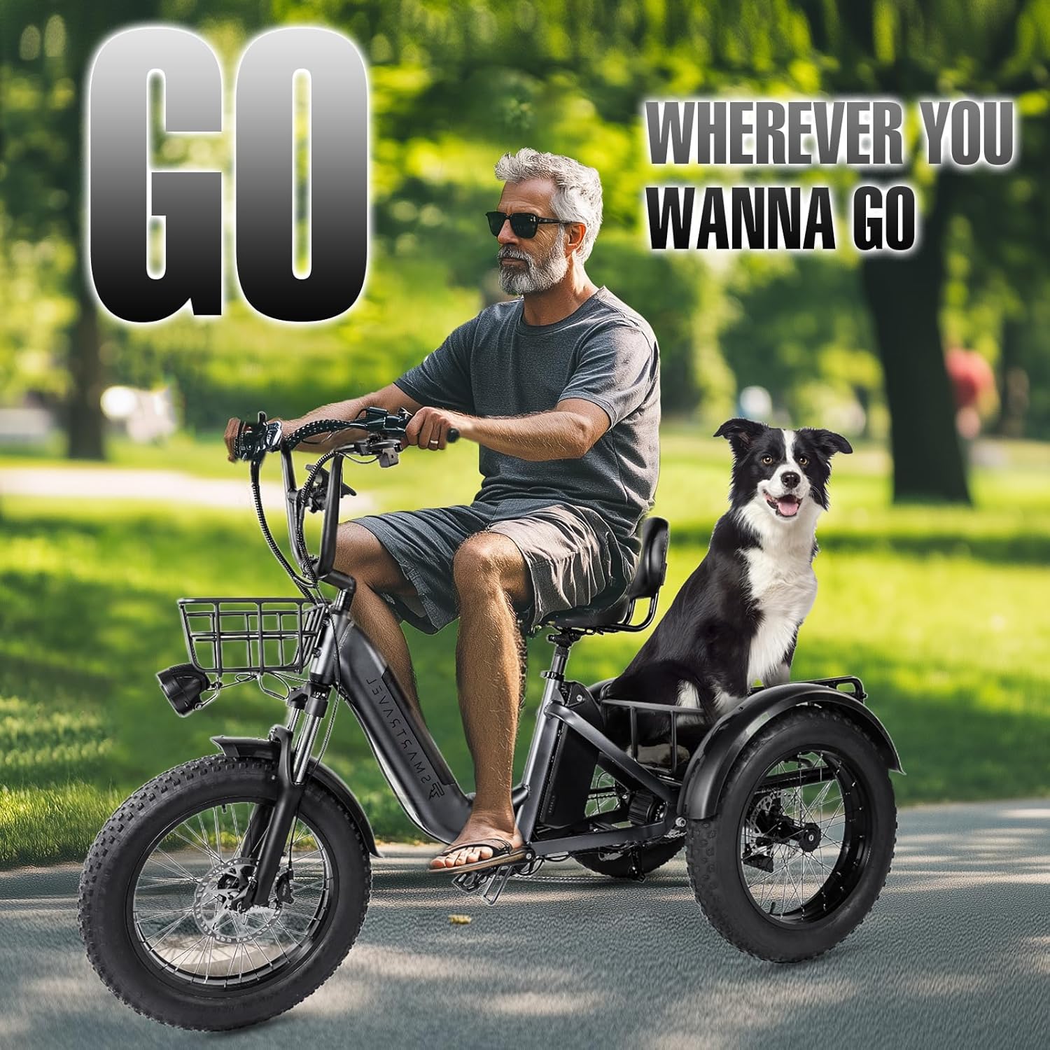 Electric Trike Adults 750W 20" Fat Tire 3 Wheel Electric Bike with Dual Removable Batteries U110