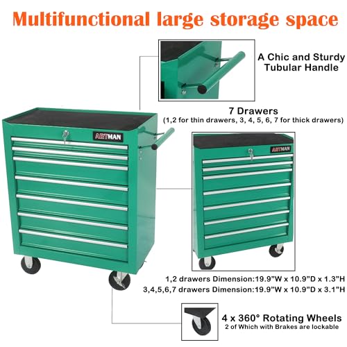 5-Drawer Rolling Tool Cart with Wheels, Black V51953