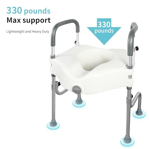 Toilet Seat Riser with Handles for Seniors, 4.5in Raised, Heavy Duty Support up to 330lbs C831