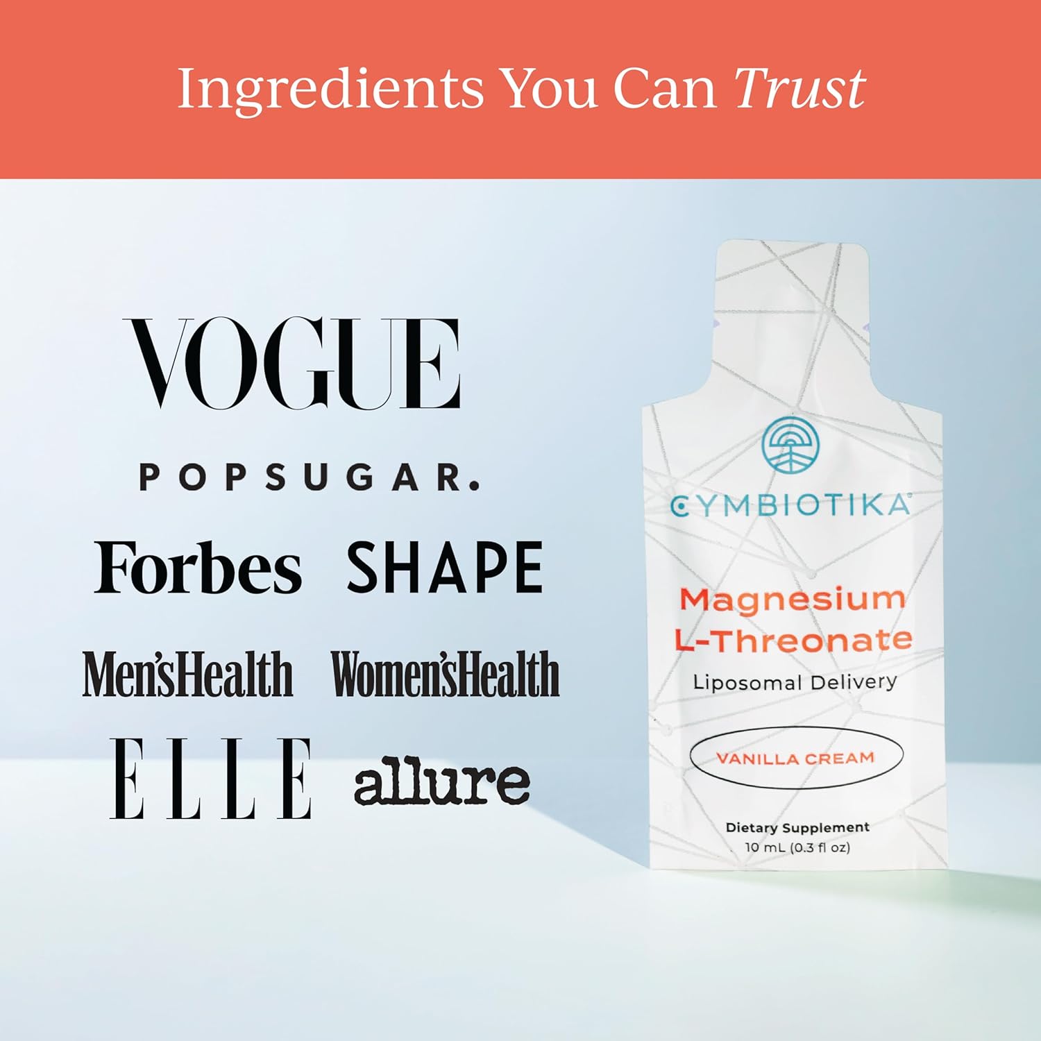 CYMBIOTIKA Magnesium L-Threonate 1300mg Liposomal, Vanilla Creme, 30 Day Supply V307900