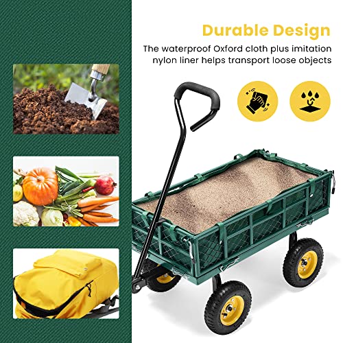 VIVOHOME Heavy Duty 400 Lbs Mesh Steel Folding Garden Cart Wagon H65703