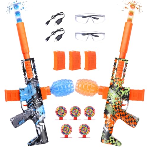 2 Pack Gel Splatter Blasters, Electric Auto Splatter Ball Toy, 50000+, 600 Hopper, 10 Rs Per Seconds, 3 Rechargeable Batteries, Outdoor Activities Team Game Toy for Age 12+ Year Up