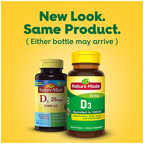 Nature Made Vitamin D3 1000 IU Softgels, 180 Count V67471