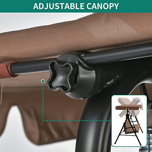 YITAHOME Outdoor Patio Swing Chair 3 Person with Adjustable Canopy, Black P266