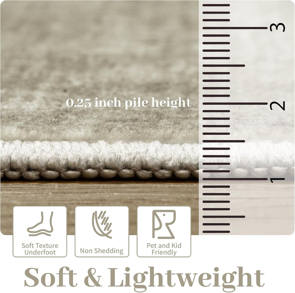 Washable 9x12 Area Rug for Living Room, Non Slip, Grey R768683