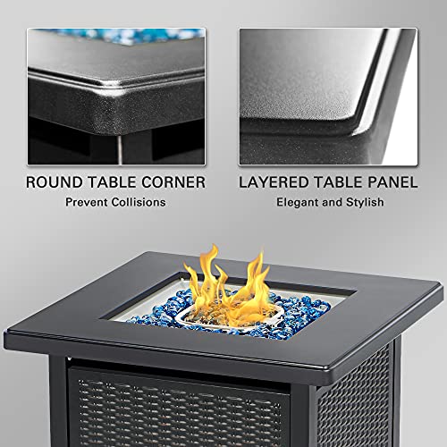 BALI OUTDOORS 50000 BTU Propane Fire Pit Table with Lid, 28 inch, Black Y709007