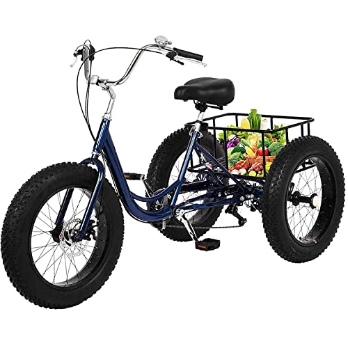 Adult Tricycle 7 Speed 20 Inch 3 Wheel Bike with Shopping Basket Q9086