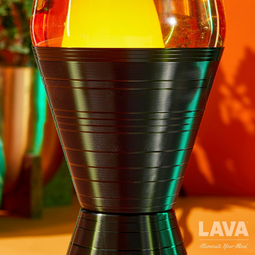 Lava® Lamp 14.5" with Vinyl Record Base, Yellow Wax and Orange Liquid A5208