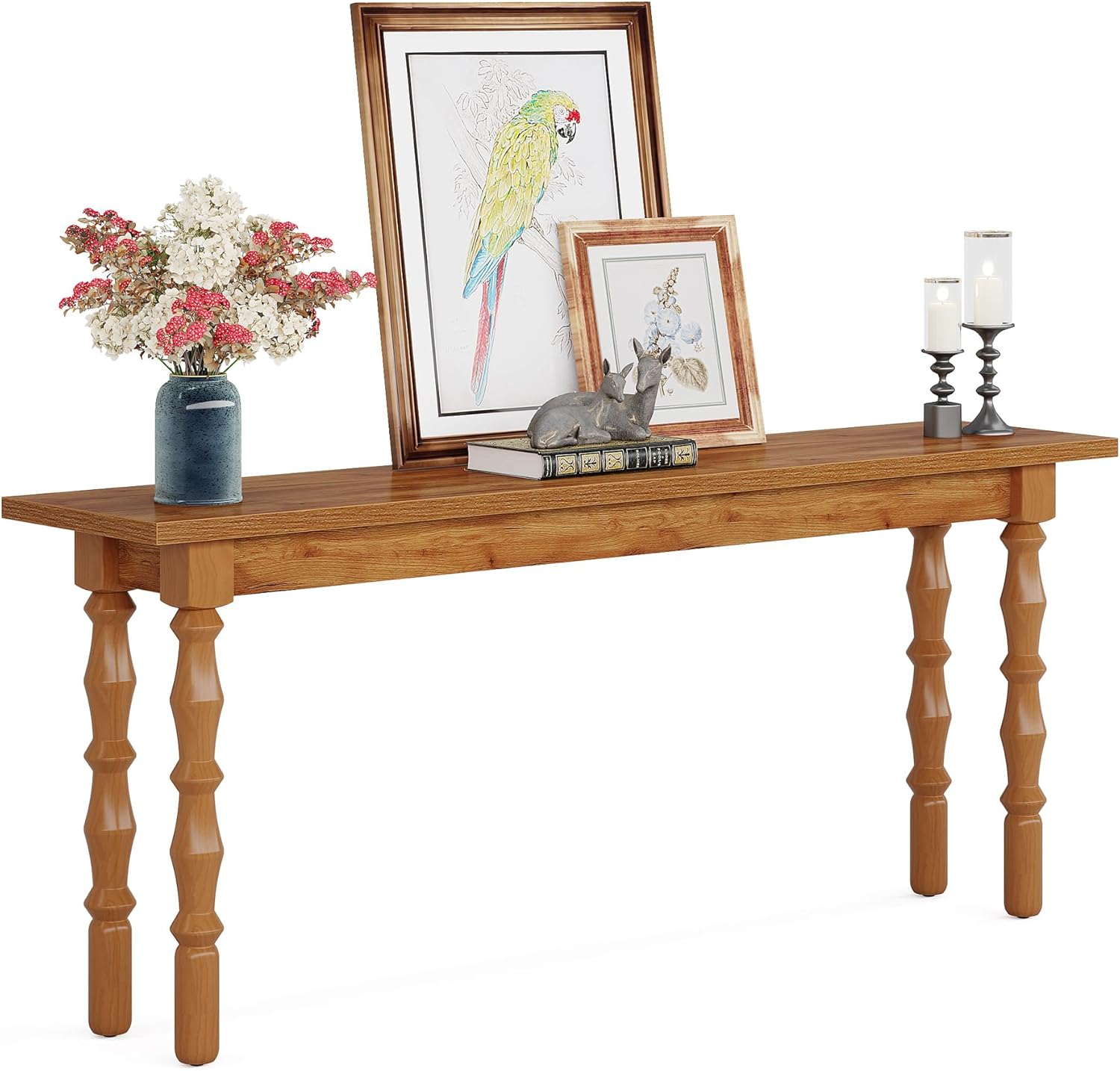 Tribesigns 70.9-Inch Console Table for Entryway with Solid Wood Legs L78418
