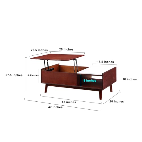 Mid-Century Lift Top Coffee Table with Storage, 43" Z222