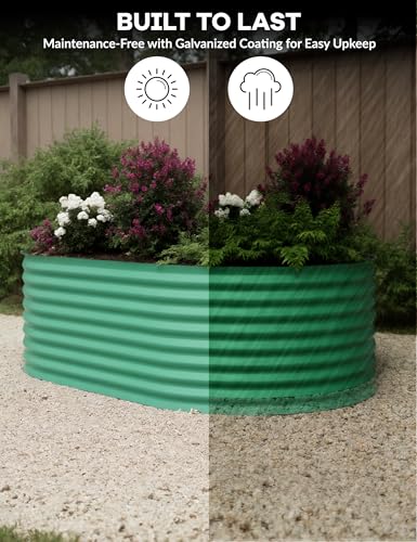 4x2x2Ft Oval Galvanized Steel Raised Garden Bed - Outdoor Metal Planter Box for Vegetables, Flowers, Herbs L43315