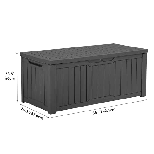 YITAHOME Outdoor Storage Box with Cushion, 120 Gallon, Lockable, Light Brown O374