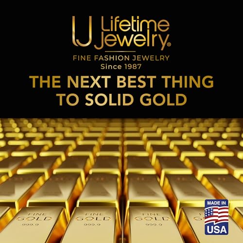 LIFETIME JEWELRY 9mm Figaro Chain Bracelet 24k Real Gold Plated M4432
