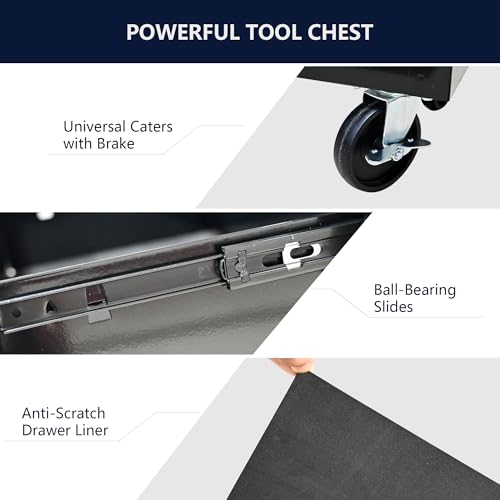 5-Drawer Rolling Tool Cart with Wheels, Black V51953
