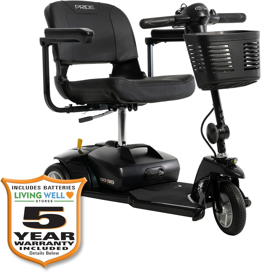 Pride, Go Go Ultra X 3-Wheel Mobility Scooter, with 5-Year Extended Warr