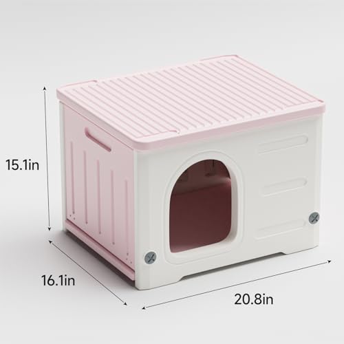 Stackable Plastic Cat House for Outdoor Indoor Use, Green M770