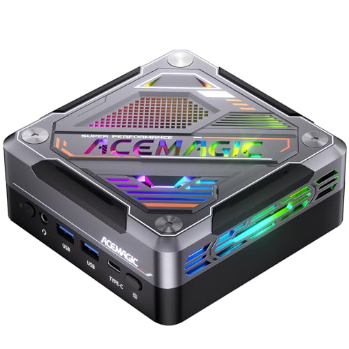 ACEMAGIC AM18 Mini PC, AMD Ryzen 7 7840HS (8C/16T, up to 5.1GHz), 32GB DDR5 512GB PCle 4.0 M.2 SSD, Mini Computer AMD Radeon 780M, USB4+HDMI+DP, WiFi 6/2.5G LAN/BT5.2/8K Triple Display Gaming/Office